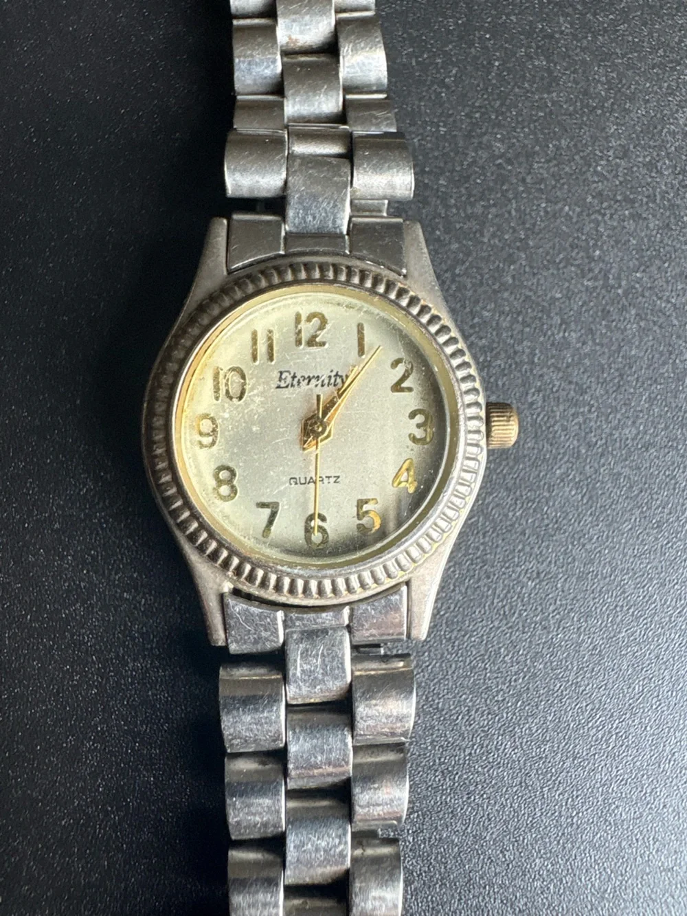 Eternity Quartz Silver-Tone Ladies Watch measurements shown non running